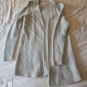 LOFT Women's Ribbed Open Cardigan - Light Gray